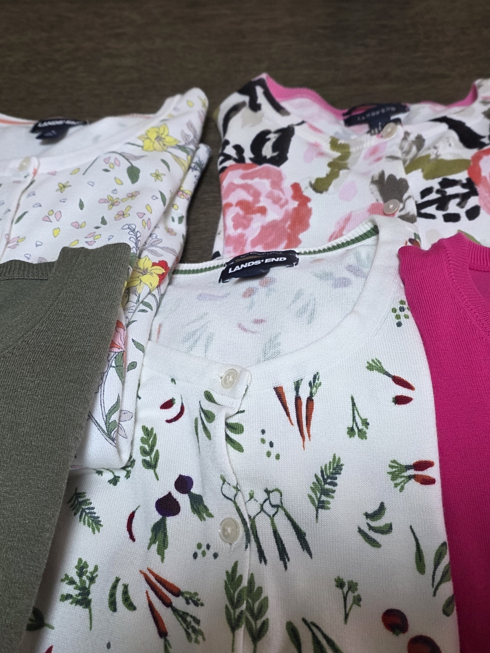 Lot Of 5 Lands' End Ladies Cardigans Size Large, Just $58 !